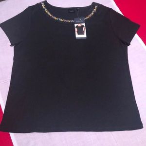 Rafaella | Embellished Short Sleeve Knit Top